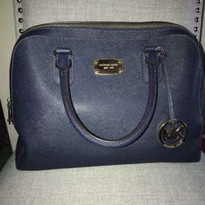 Navy and gold saffiano leather Michael Kors purse